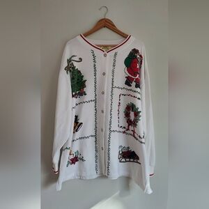 C.S.T. Sport Vintage Flawed Button Down Christmas Sweater Size 3x